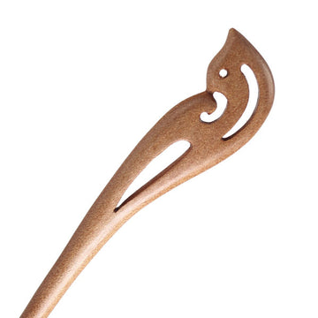 CrystalMood Handmade Carved Wood Hair Stick Phoenix 6.5" Peachwood